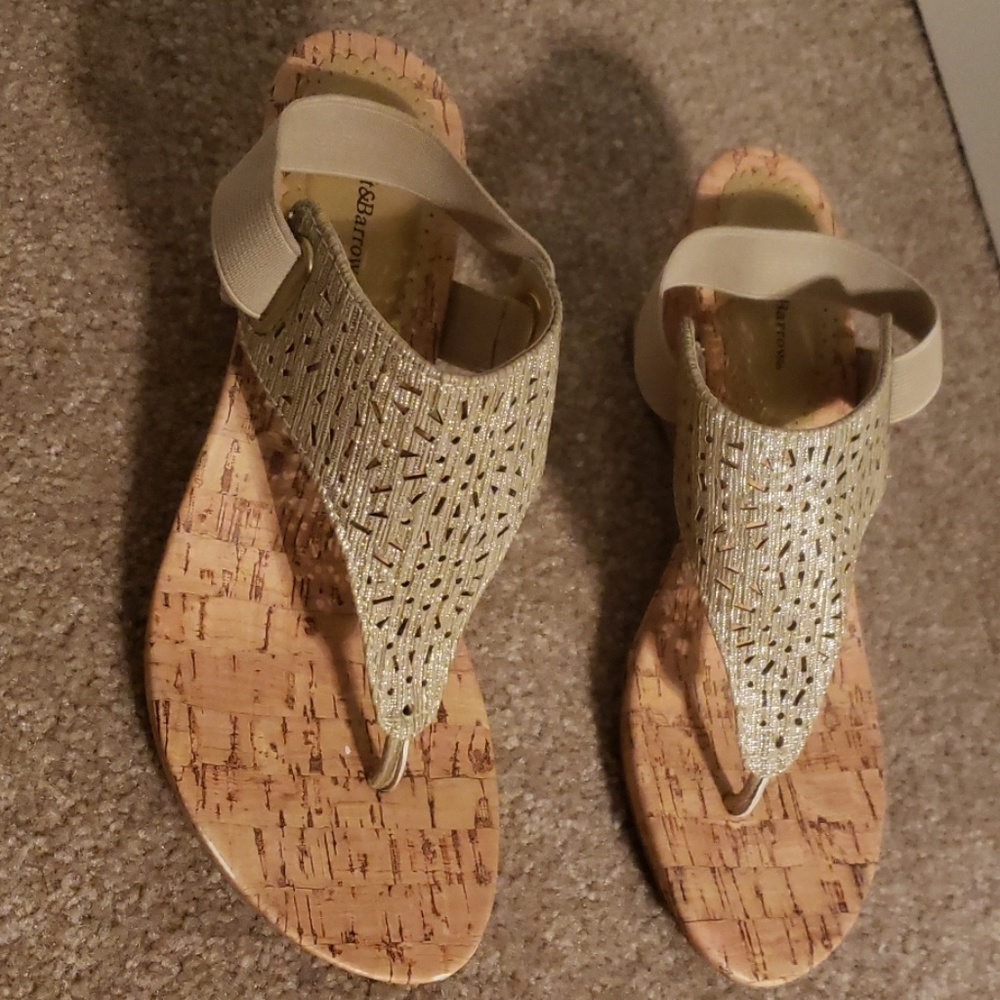 Gold cork sandals. Croft & Barrow